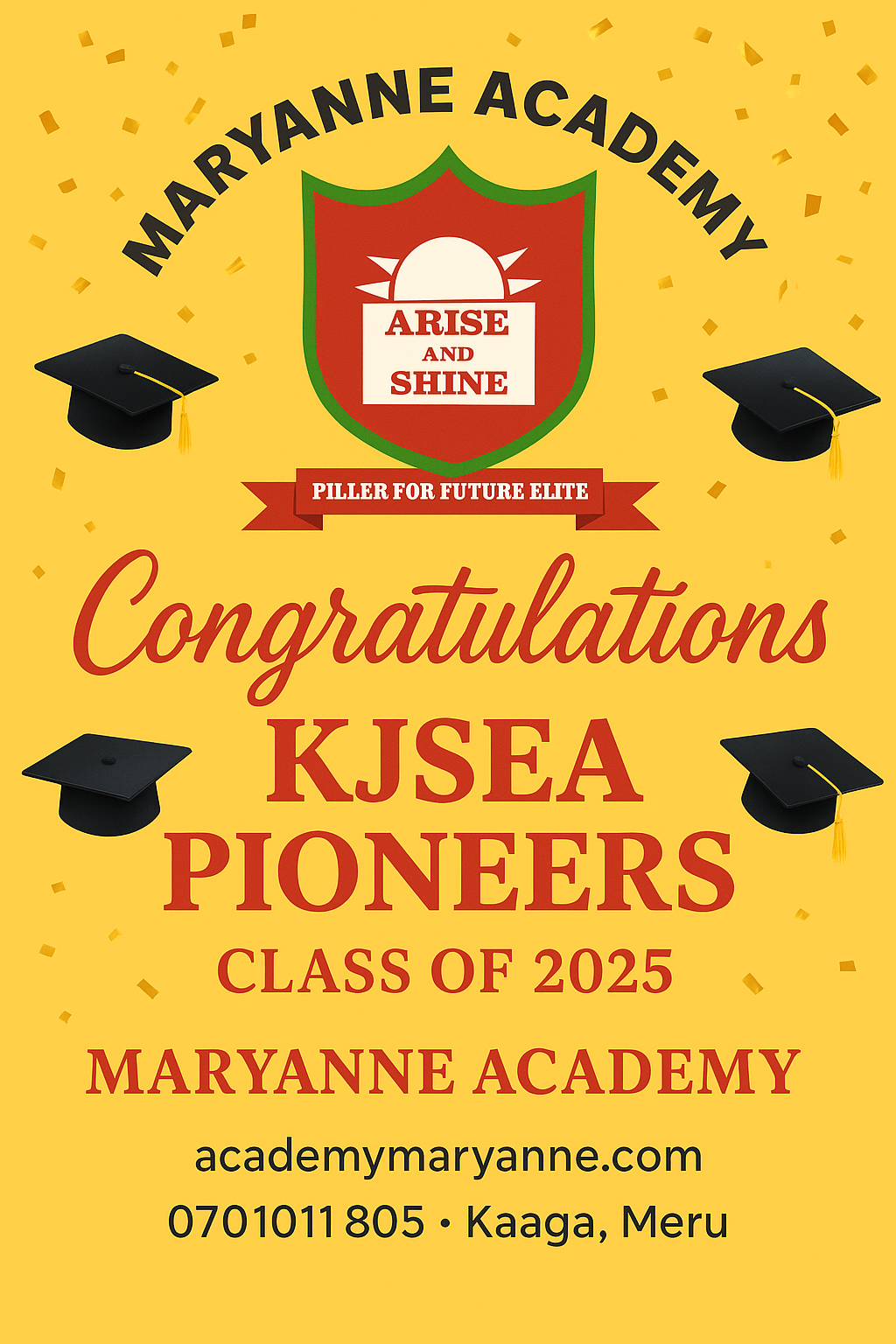 Maryanne Academy congratulates the KJSEA Pioneers – Class of 2025 🎓✨